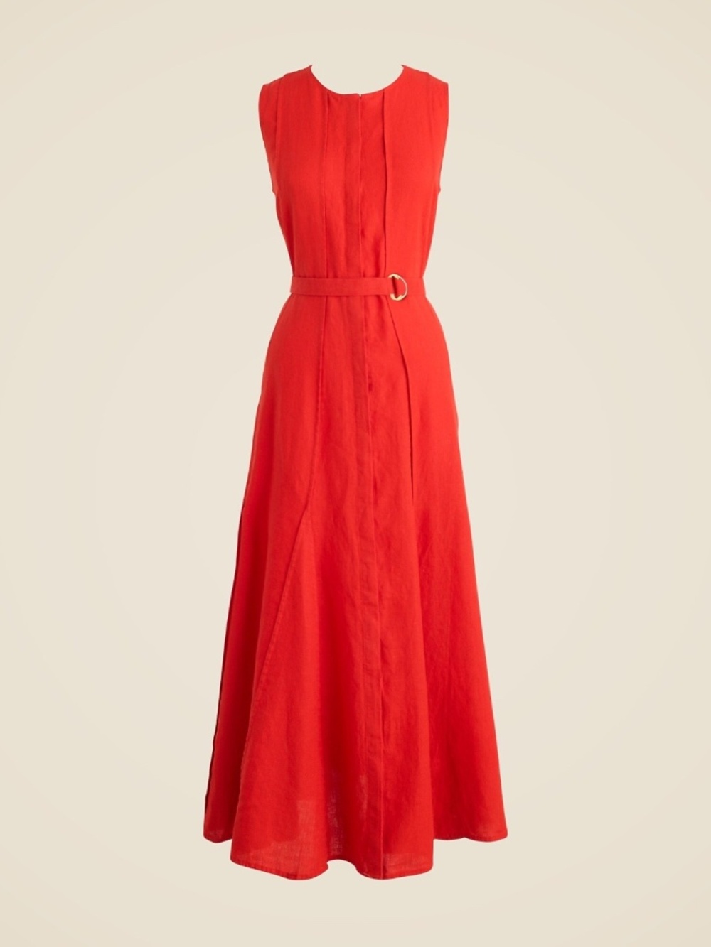 New JCREW Size L Seamed Linen Dress in Red $248 CA671 - Picture 3 of 7